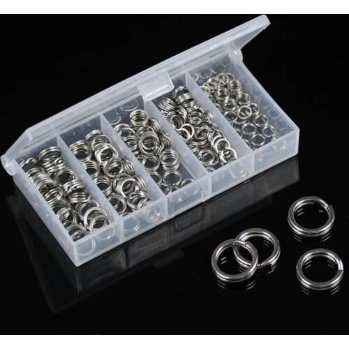 NEW 200Pcs Stainless Steel Fishing Split Rings Bait Lure Solid Loop Tackle Tool Kit