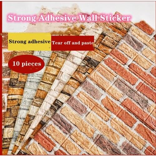 10Pcs/bag 3D Wall Sticker Brick Pattern Wallpaper for Living Room Bedroom Tv Wall 77X70Cm Waterproof Self-Adhesive Wall Sticker