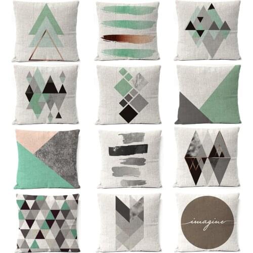 Nordic Home Decorative Throw Pillows Gray Gold Geometric Pillow Case Cover Marble Stripe Cushion Cover sofa Pillow Covers