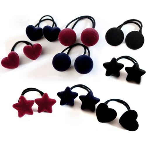 New Popular Korean Style Women Cute Hair Accessories Velvet Heart/Star/Ball Hair Rope Rubber Band Headwear For Girls