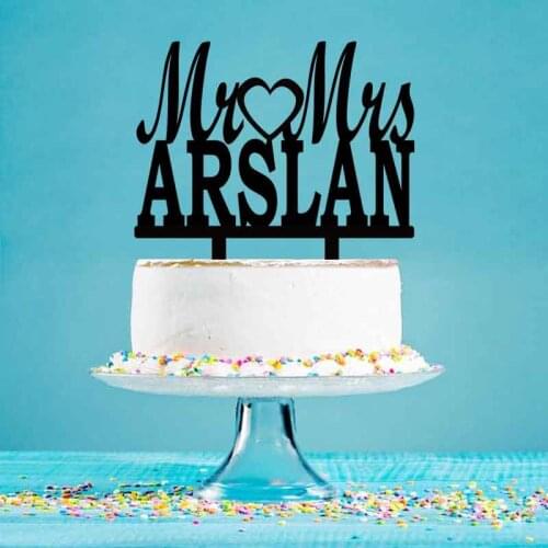 Personalized Romantic Wedding Cake Topper Custom Mr Mrs Name Wedding & Wedding Anniversary Cake Decoration Topper YC127