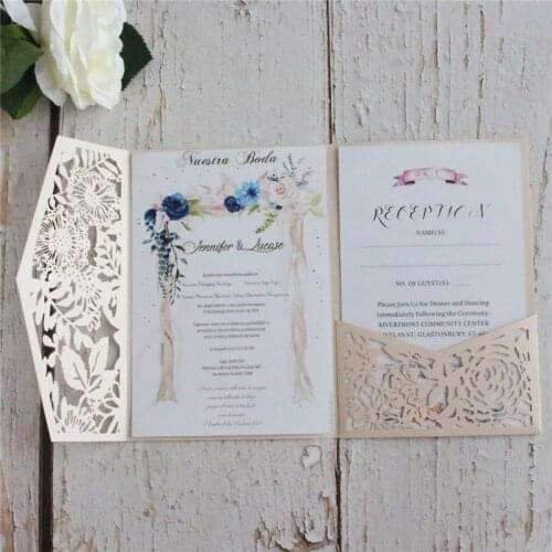 Wedding invitations customized marriage baptism bridal leaf shape laser cut paper making 50pcs