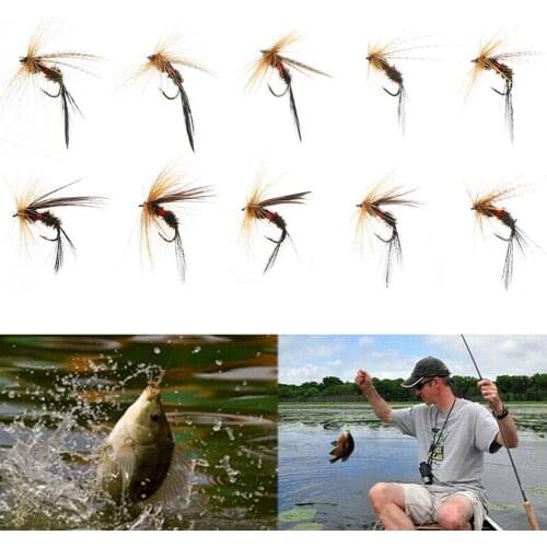 10pcs/set Lure Fishing Bait Dry Flies Trout Artificial Fly Insects Bait Fishing Lure Lures Fishing Hook Flies Crank Lure J2T6