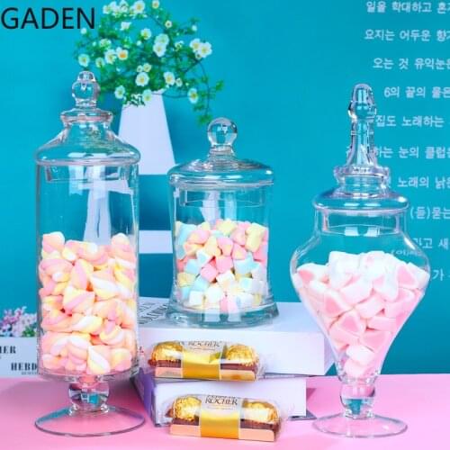 Transparent Glass Candy Jar European Style Decorative Jar with Lid Creative Storage Box Wedding Decoration Glass Container