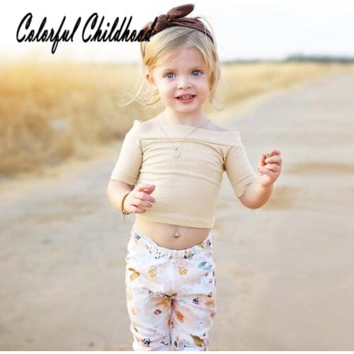 1-4 Yrs little girls shirt autumn shoulderless infant kids tops children bottoming shirt cotton breathable toddler clothes