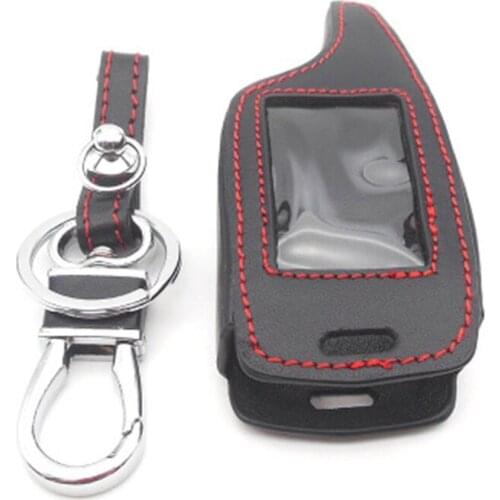 Russian Version for Scher-khan Leather Key case For Magicar M5 M6 M7 M8 M9 LCD Two Way Car Alarm System Keychain Cover Protector