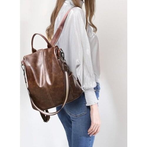 Brown Backpack Women Vintage High Quality Youth Leather Backpacks for Teenage Girls Female School Shoulder Bag Bagpack Mochila
