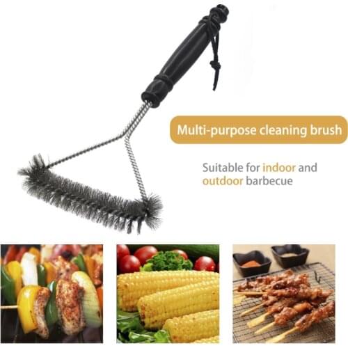 Grill Cleaning Brush Barbecue Kit Cleaning Brush Kitchen Cleaning Brush Wire Brush Triangular Stainless Steel Cleaner 30.5*15cm