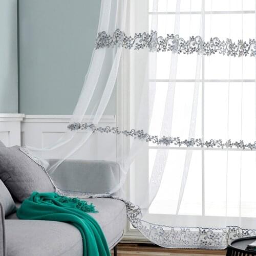 Nordic Embroidered Sheer Curtains for Living Room Bedroom Tulle Curtains Vine Curtains for Kitchen Window Treatments Home Decor