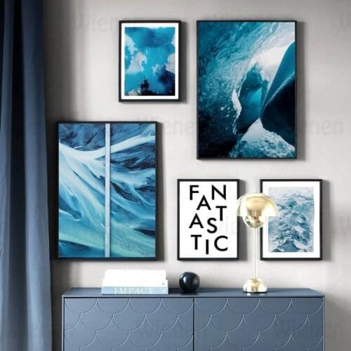 Nordic Posters And Prints Snow Mountain Road Ocean Ice Picture Modern Wall Art Scandinavia Home Design Decor Canvas Art Painting