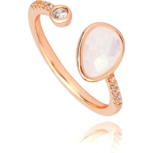 TIRIM Trendy Cubic Zirconia Finger Rings for Women and Girls Abalone Shell Open Ring Fashion Bague Anillo Jewelry кольцо женско