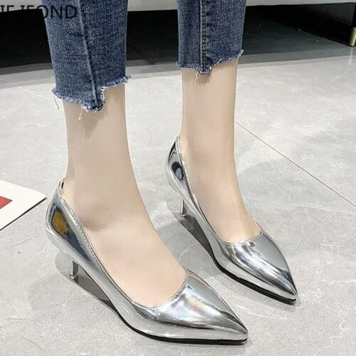 IF IFOND Women Classic Pumps High Heels Shoes Fashion EVA Waterproof Pointed Toe Sexy Stiletto Shoes Woman Plus Size 42 43