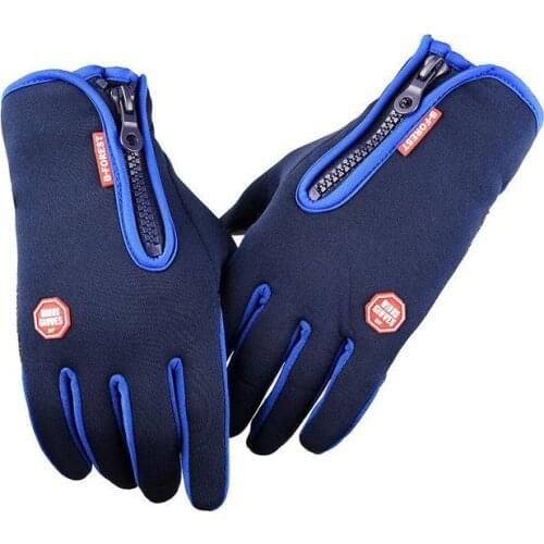 Unisex Men Woman Cycling Glove Waterproof Winter Warm Gloves Zipper Windproof Outdoor Gloves Thicken Warm Touch Screen Gloves