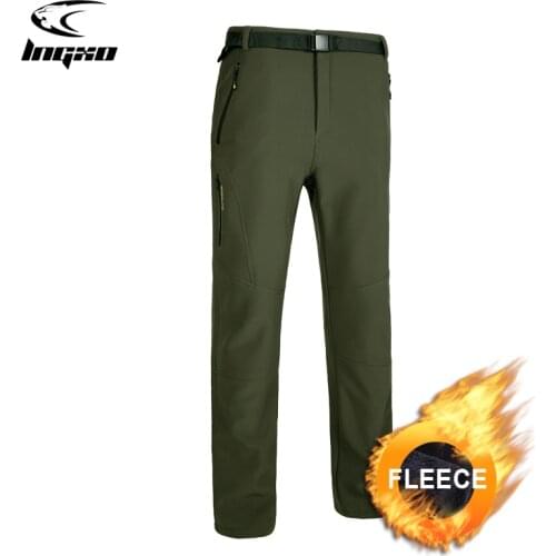 LNGXO Men Women Waterproof Autumn Winter Pants Outdoor Warm Softshell Fleece Trousers Camping Climbing Skiing Hiking Rain Pants