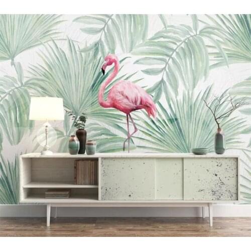 Wellyu Custom wallpaper papel de parede HD simple modern fresh plant palm flamingo background wall papier peint papel tapiz