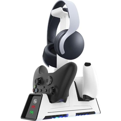 LED Indicator Charging Dock For PS5 Controller Charging Holder For Xbox NS XSX PS4 Gamepad Charger Station With Headphone Stand