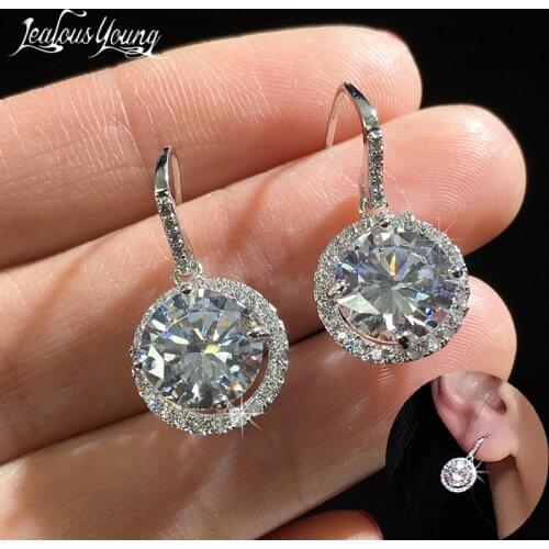 Luxury Fashion Round Wedding Women Hoop Earrings with Silver Color Cubic Zirconia Cz Stone Crystal Party Earings Jewelry Brincos