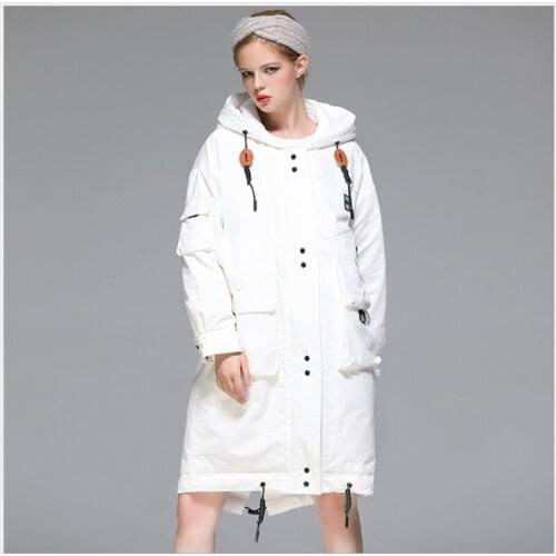 2020 winter down jacket long hooded Parka 90 white duck down coat Womens loose plus size coats thick jackets overcoat outwears