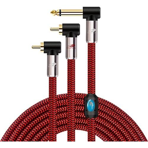 1/4'' TS Mono 6.35mm to Dual 2 RCA Male Audio Cable Mixer Amplifier Speaker System Electric Guitar Keyboard Instruments Cords