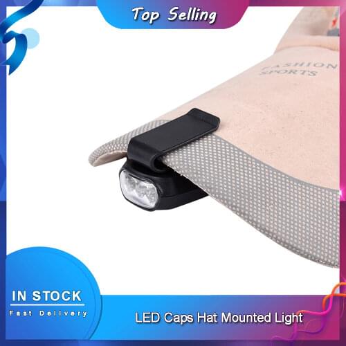 1PC 3 LED Caps Hat Mounted Light Super Bright Headlight HeadLamp Head Flashlight Clip-on Lamp for Hiking Fishing Head Hat Lamp