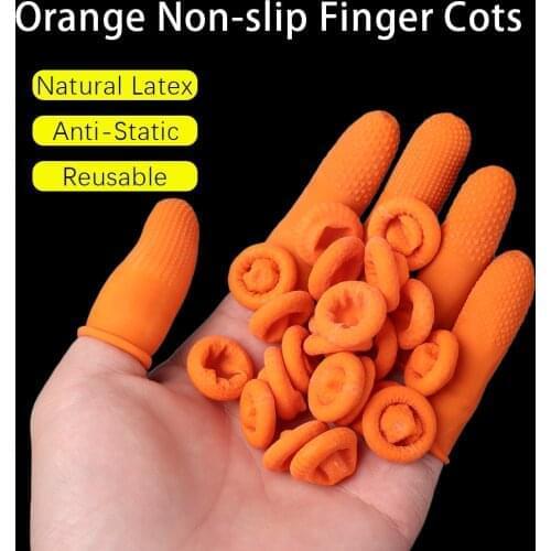 100PCS Reusable Finger Cover Natural Rubber Gloves Non-slip Latex Finger Cots Fingertips Protector Gloves Nail Art Tool