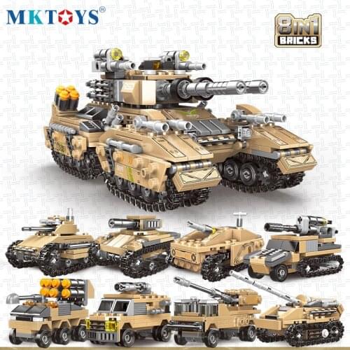 3 IN 1 Transform Emperor Tank Bricks Military Series Rocket Launcher Tracked Armored Car MOC Building Blocks Sets Figures Toys