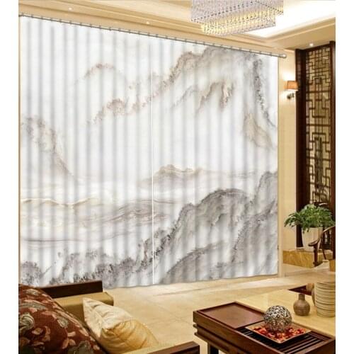 3D Curtain Natural Beautiful Fashion Customized Ink Painting Landscape Curtains For Bedroom Blackout Shade Window Curtains