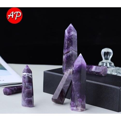 5-8cm Natural Violet Quartz Column Purple Gemstone Wand Dream Amethyst Point Energy Converter Home Decoration