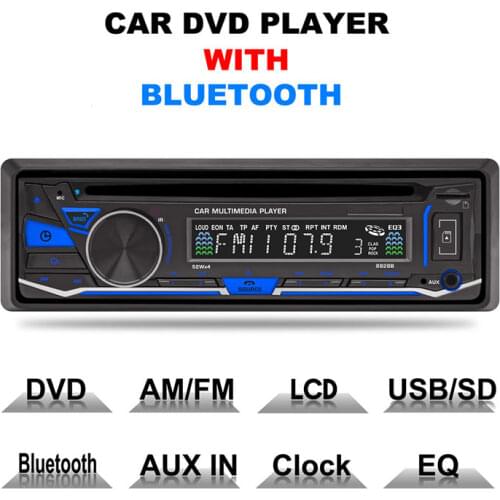Car Radio 1 Din Car Mp3 Player Bluetooth DVD/ CD/ FM/ AM/ AUX/ TF 32G USB / SD 4-channel Audio Output Interface Clock / EQ LCD