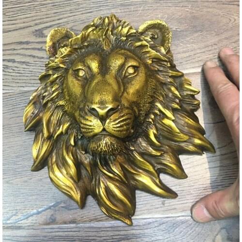 Free Shipping Bronze Totem Brass Mask Pendant Lion Wall-mounted Town House 22 cm