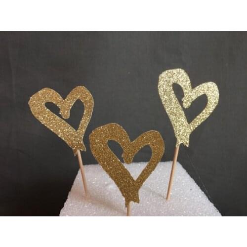 Glitter sweet hearts Cupcake Toppers --Bridal Shower / Bachelorette Decorations / Wedding Cake Topper