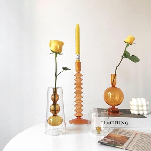 Brand Glass Candlestick Clear Vase Candle Holders Decoration Centerpiece Fit Pillar Stand Table Wedding Party