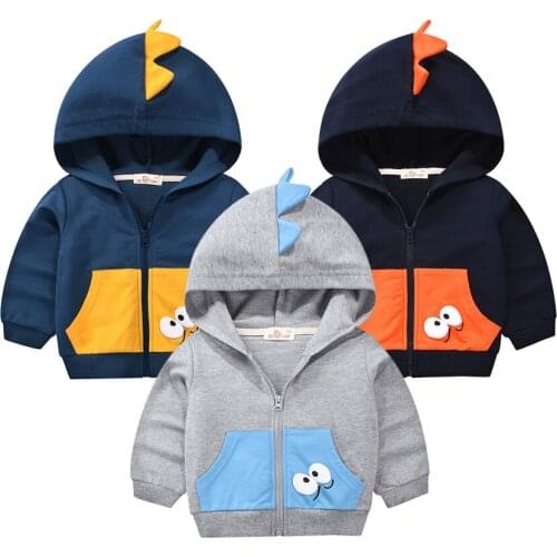 2-8 Years Children Autumn Clothing Boy Hoodies Baby Boy Three-dimensional Dinosaur Sweatshirts Baby Kawaii Hoodies