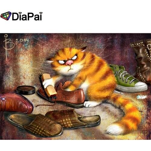 DIAPAI Diamond Painting 5D DIY 100% Full Square/Round Drill "Cartoon cat shoes" Diamond Embroidery Cross Stitch 3D Decor A24770
