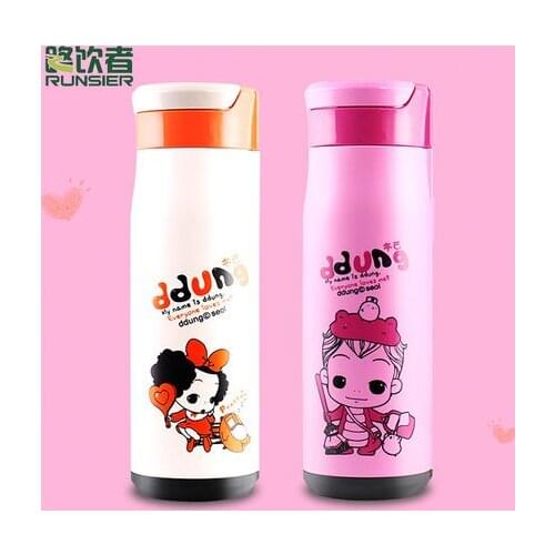Double stainless steel vacuum flask cartoon water cup children travel ladies sports portable cup 500ml