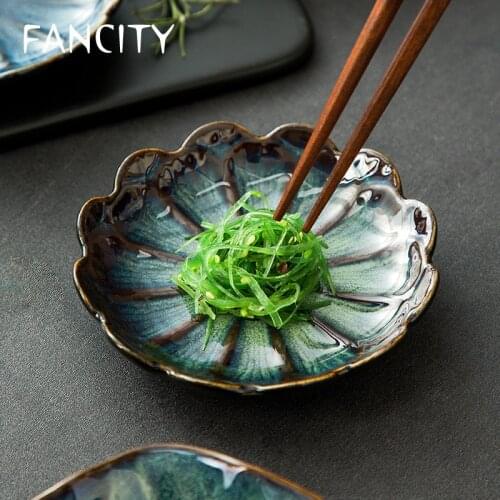 FANCITY Kiln sauce dishes, restaurant seasoning dishes, retro ceramic sauce dishes. Household kitchen dishes, soy sauce dishes