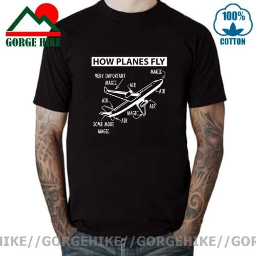 GorgeHike Novelty How Planes Fly Engineer Pilot Airplane T-Shirt Mens Short Sleeves Oversized Hip Hop Printed T Shirts Top Tees