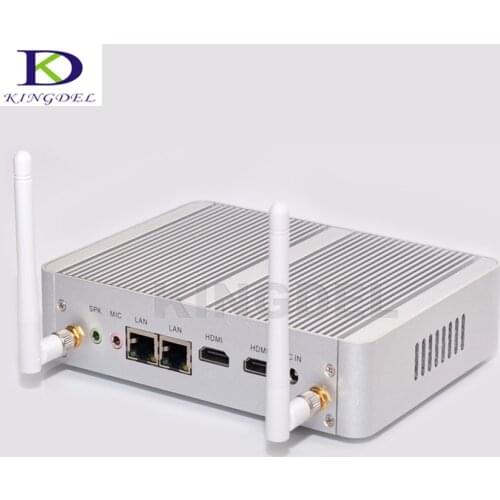 Hot on Sale! Intel 14nm Quad Core N3150 Fanless Mini Desktop PC 2 Ethernet Dual HDMI HTPC 300M WIFI 4GB RAM 128GB SSD Windows 10