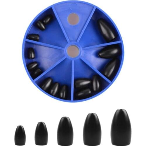 15Pcs/Box Bullet Pure Tungsten fishing sinker casting worm weights for Texas rigs Bass Trout fishing tackle