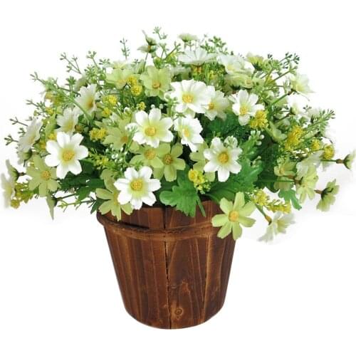Hot1 Bouquet 28 Heads Artificial Fake Daisy Flower Indoor Outdoor Hanging Planter Home Wedding Garden Cemetery Decor White