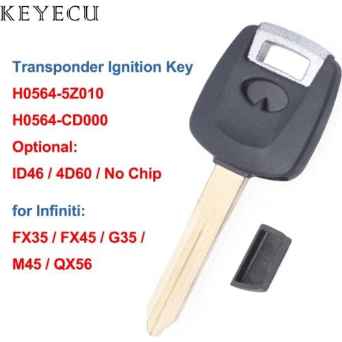 Keyecu Uncut Replacement Transponder Key Ignition Car Key ID46 Chip - FOB for Infiniti FX35 FX45 G35 Coupe M35 M45 Q45 QX4 QXA