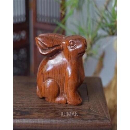 CHINESE OLD BOXWOOD HANDWORK CARVING RABBIT NETSUKE