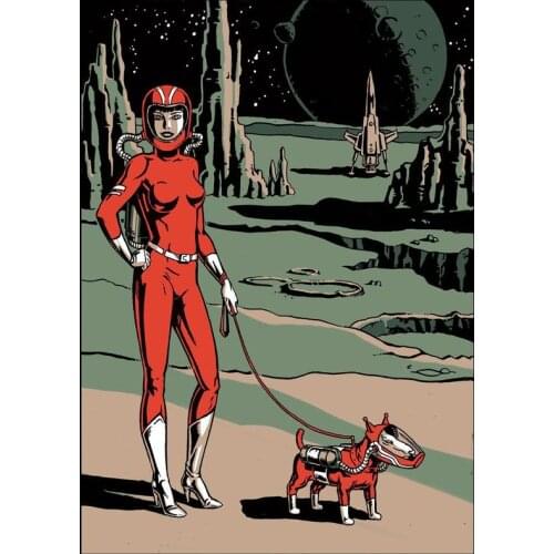 Space Walk The Dog External Galaxy Classic Retro Vintage Kraft Poster Decorative DIY Wall Canvas Sticker Home Bar Posters Decor