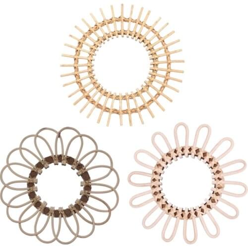 Rattan Round Makeup Mirror Innovative Art Decor Dressing Bathroom Wall Hanging