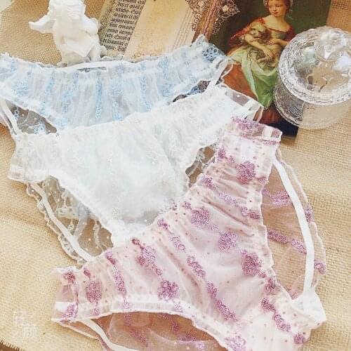 Wriufred Summer new style mesh breathable ladies underwear floral girl mesh cool bread pants comfortable and light panties