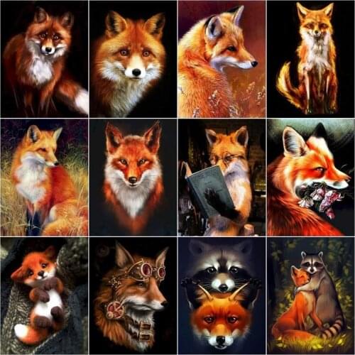GATYZTORY 40x50CM Coloring By Number Fox Animal HandPainted Painting Art Gift DIY Pictures By Numbers Kits Home Decor