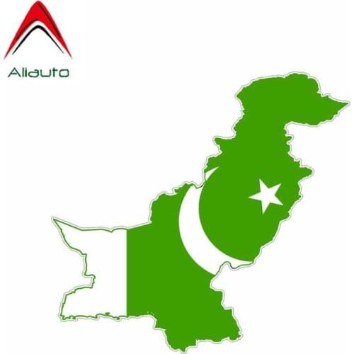 Aliauto Personality Creative Car Sticker Pakistan Flag Map Decal Bike Waterproof Sunscreen Anti-UV Decal PVC,13cm*7cm
