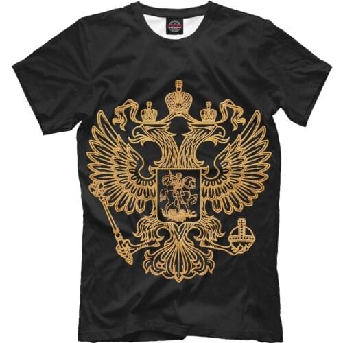 2020 Men New t-shirt Golden Coat of Arms Russia streetwear
