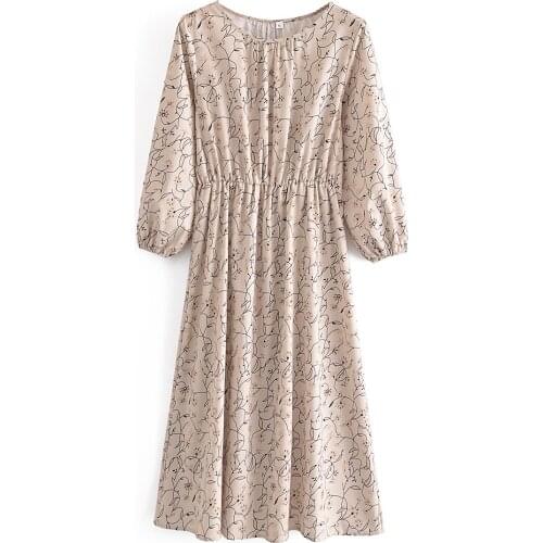 JC·KILIG 2021 New Womens Wear French Style Floral Print Long Dress AZ5100