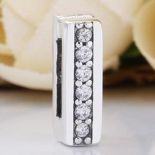 Original Reflexions Timeless Sparkle Clip With Crystal Beads Fit 925 Sterling Silver pandora Charm Bracelet Bangle Diy Jewelry